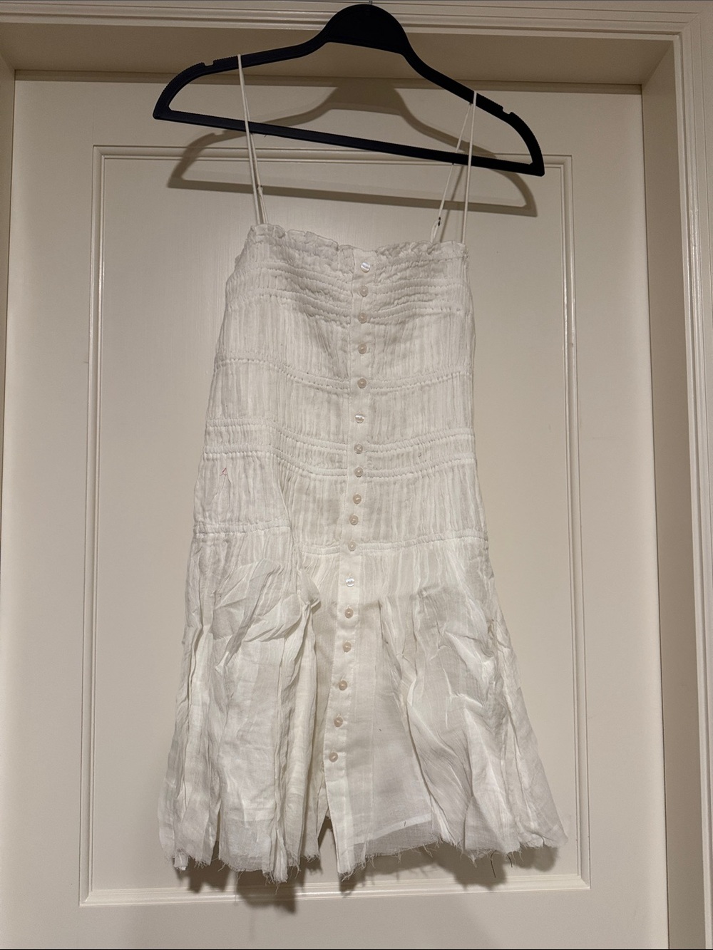 New Free people lausanne slip dress White Smocked Sundress L - Picture 9 of 12
